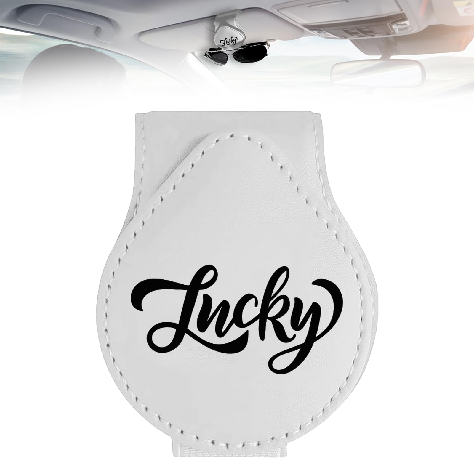 Car Lucky Sunglass Holder Clip Creative Visor Interior Kit Organizer Vehicle Accessories Upgrade Organization Truck Sunglasses Trim Storage Eyeglass Pard Decor Magnetic Eyeglasses Trim Gifts (White)