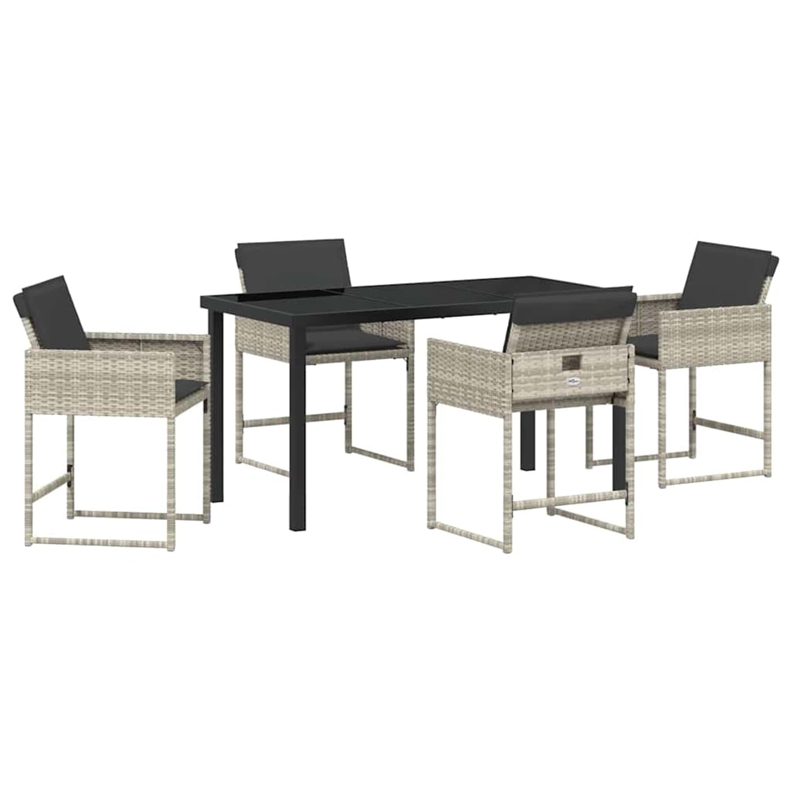 Tidyard Set da Pranzo per Giardino 5 PCS, Elegante in Polyrattan Grigio Chiaro con Vetro per Cene all'Aperto
