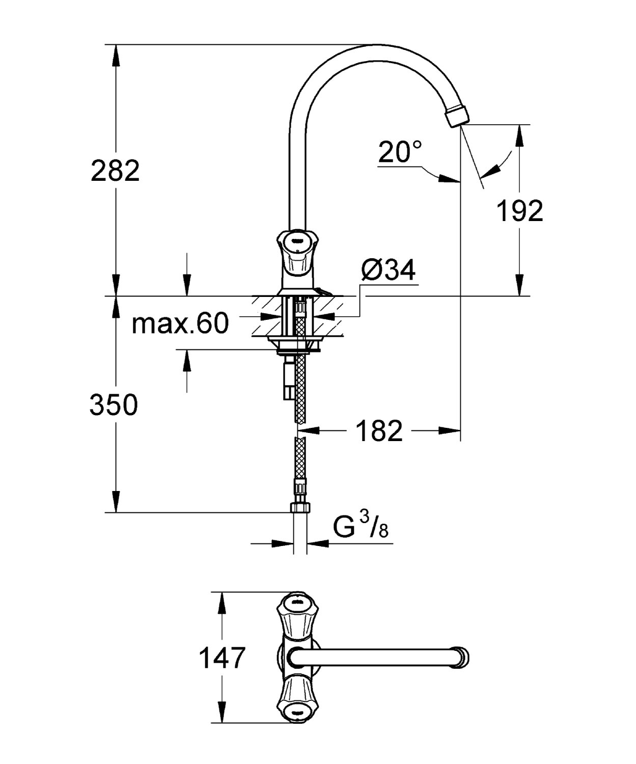 Grohe Costa L - Bimando Fregadero Portacadena (31 812 001)