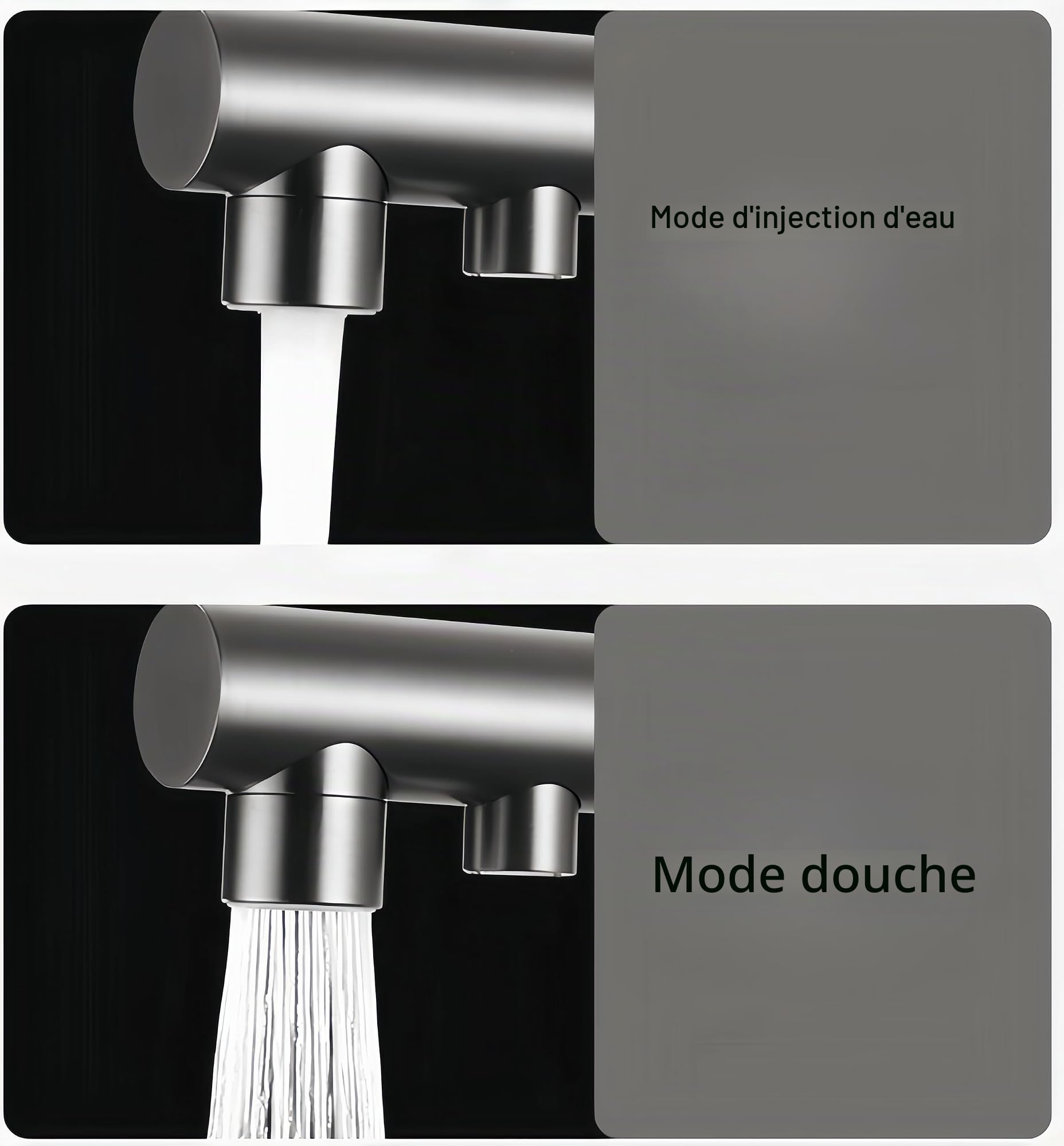 Robinet Cuisine 3 Voies Avec Douchette Extractible, Mitigeur 3 Voies Cuisine Pivotant à 360°, Robinetterie Cuisine Eau Potable, Robinet Évier De Cuisine Avec Sortie Eau Filtrée (gris)