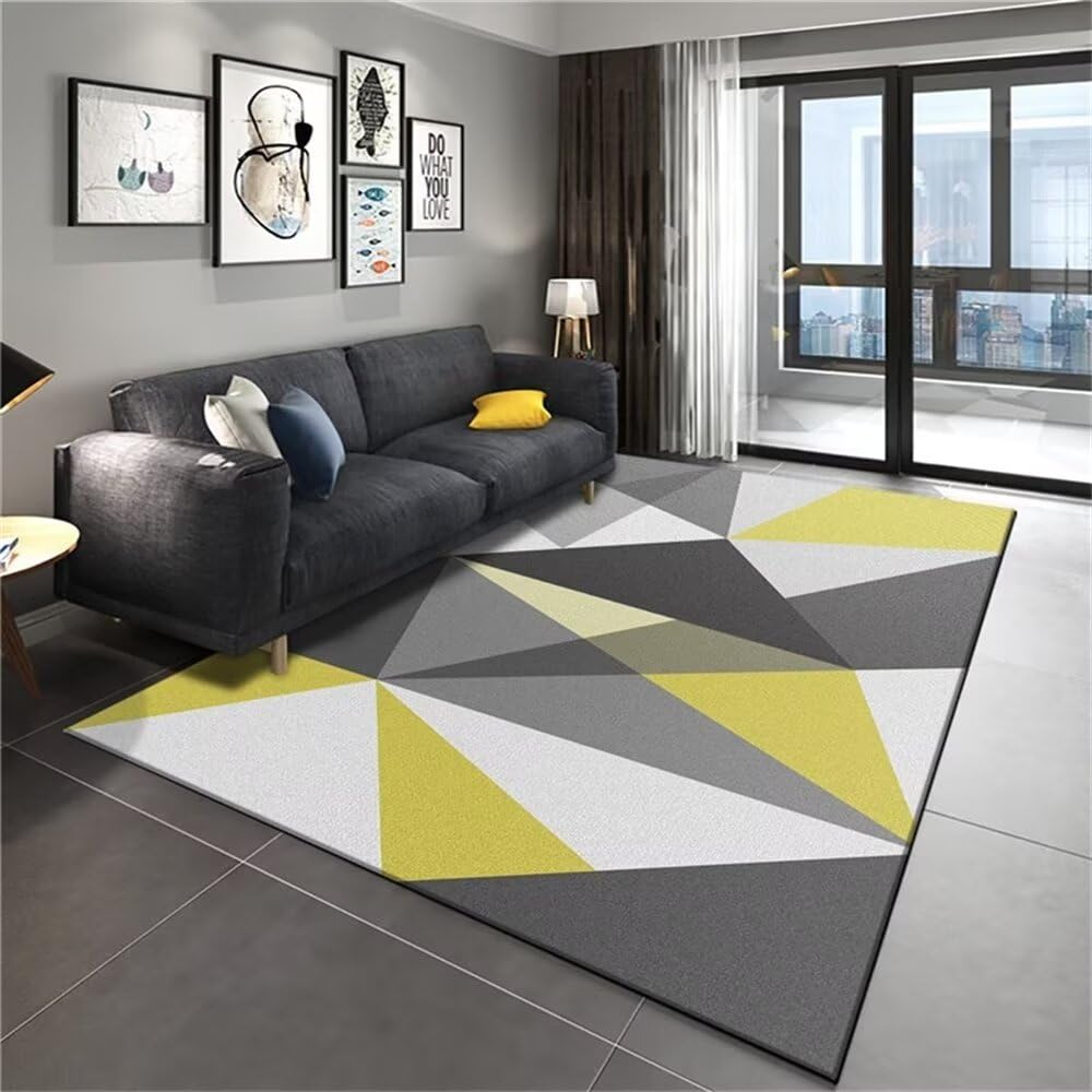 Tapis rectangulaire durable pour protéger les sols et raviver un salon gris terne