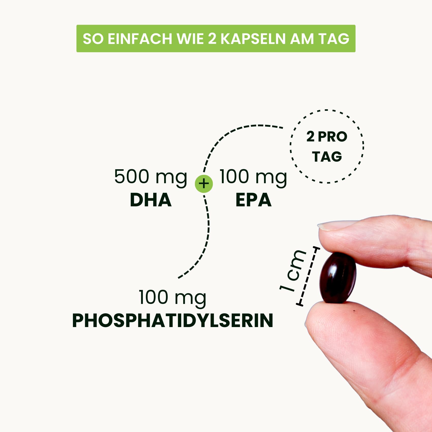 500 mg DHA Omega-3 (Triglyceride) + 100 mg Phosphatidylserin, ohne Soja – für Gehirnfunktion & Sehkraft – 120 Mini-Softgels – DHA-PS Nutribiolite