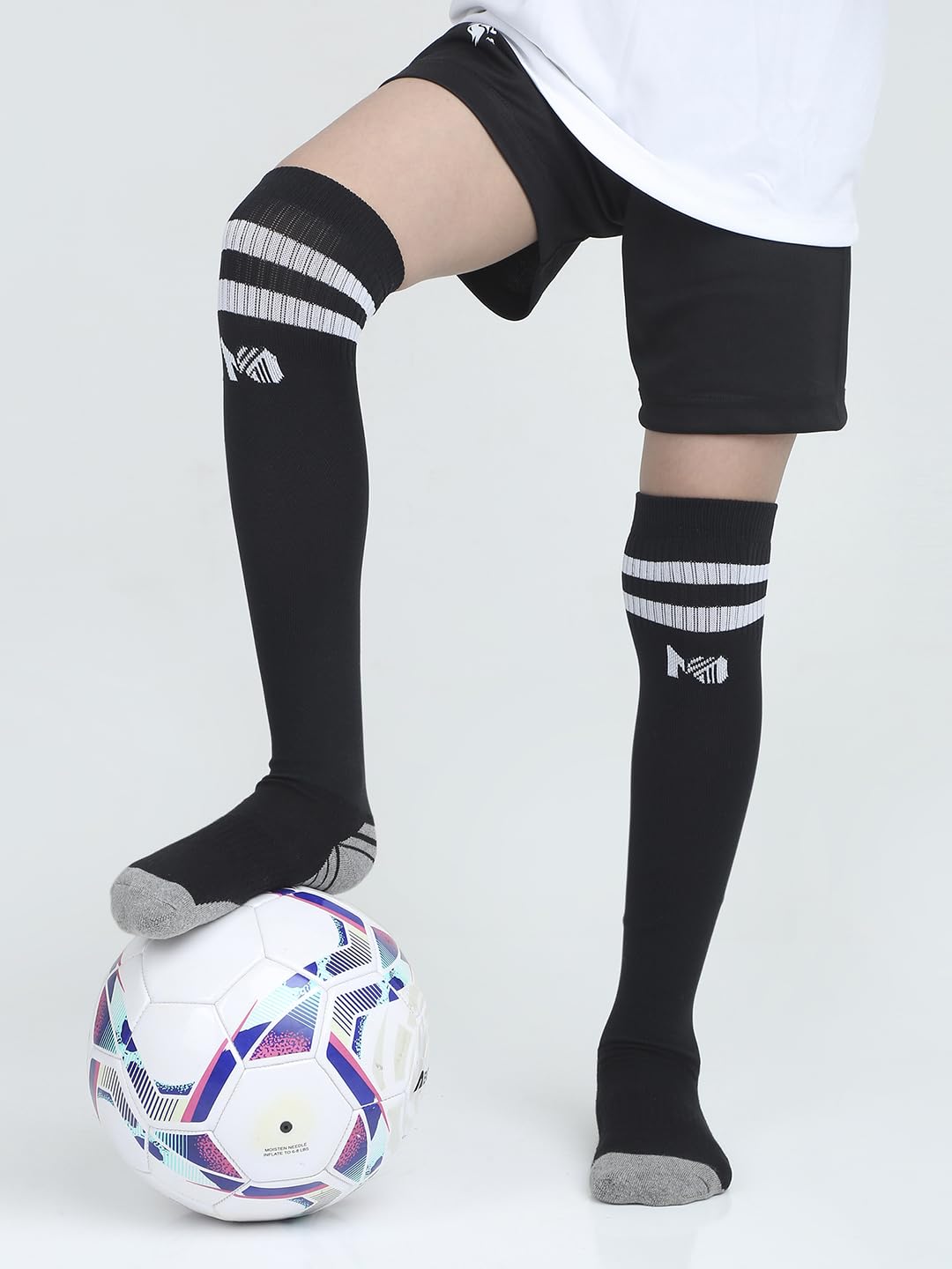 Mint & Oak Kids Football Socks | Knee High | Easy Self-Wear Design | Stays Up All Match | Terry Cushioned Sole | Cotton Blend | Ages 7–10 Years | Black | Pack of 2 Pair 4
