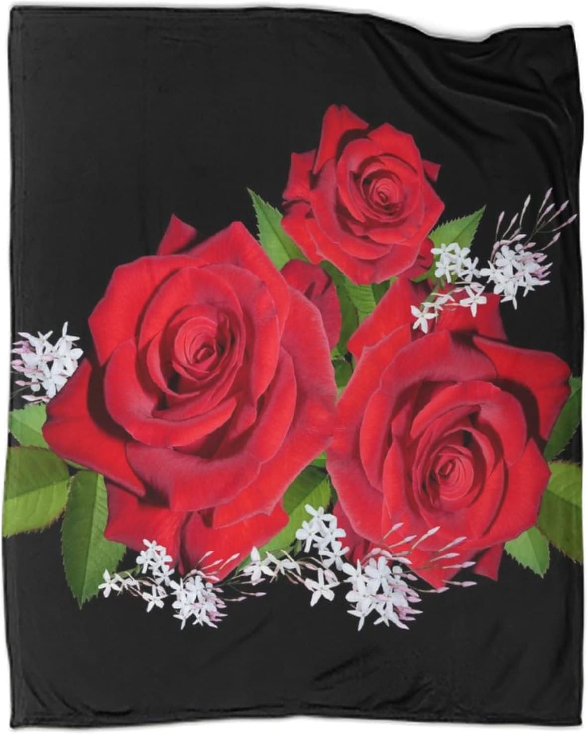 Couverture Polaire 180 x 220 cm Rose Rouge, Plaid Polaire Fleurs Couverture 3D Imprimée Flanelle Blanket Literie 2 Personnes, Couvertures Doux et Chaude pour Canape Lit D437
