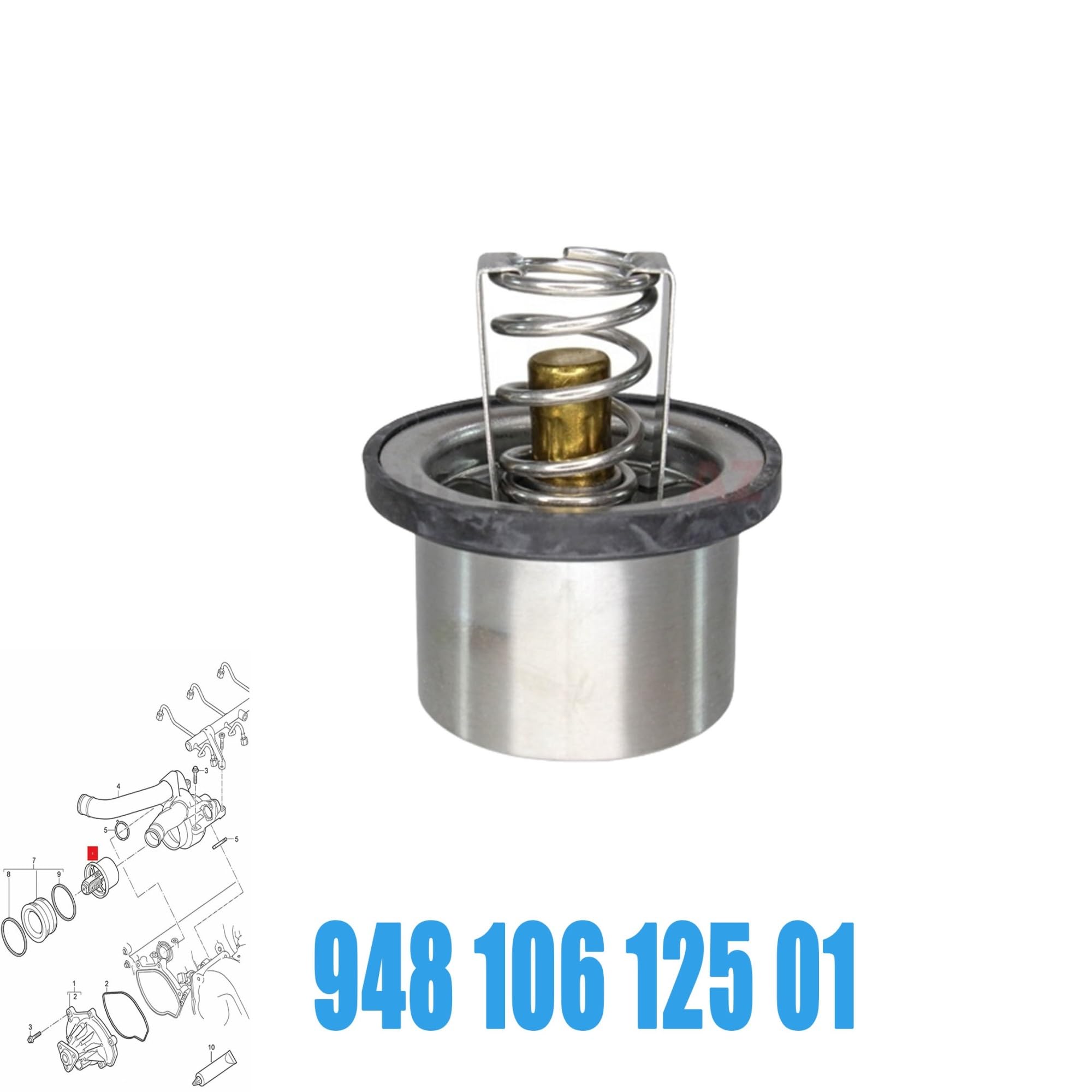 Termostat 94810612501 pasuje do obudowy termostatu pompy płynu chłodzącego silnika Porsche Cayenne 4.5 .8 V8L 948 106 125 01 OBUDOWA TERMOSTATU