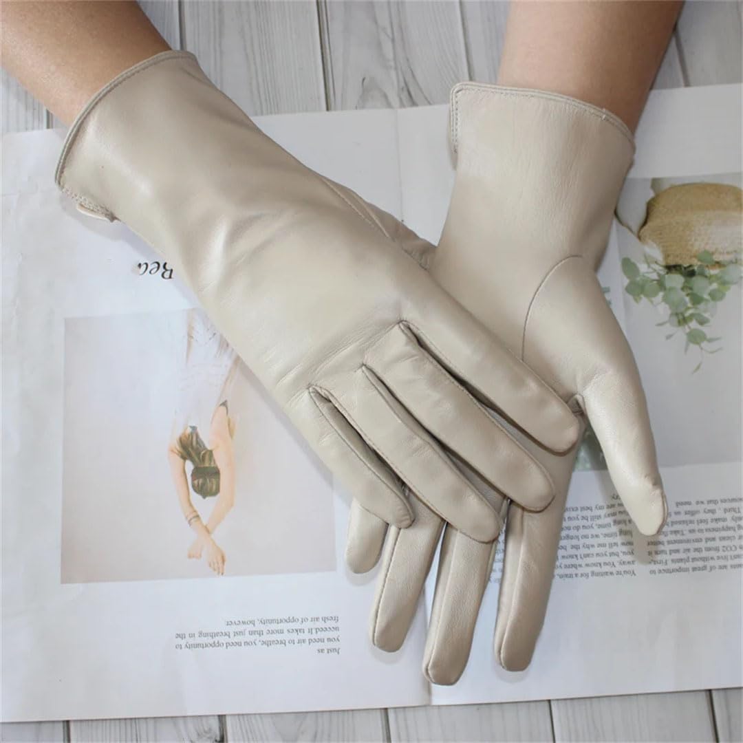 Gants de conduite en cuir pour femme, fins et non doublés, pour écran tactile, couleur unie