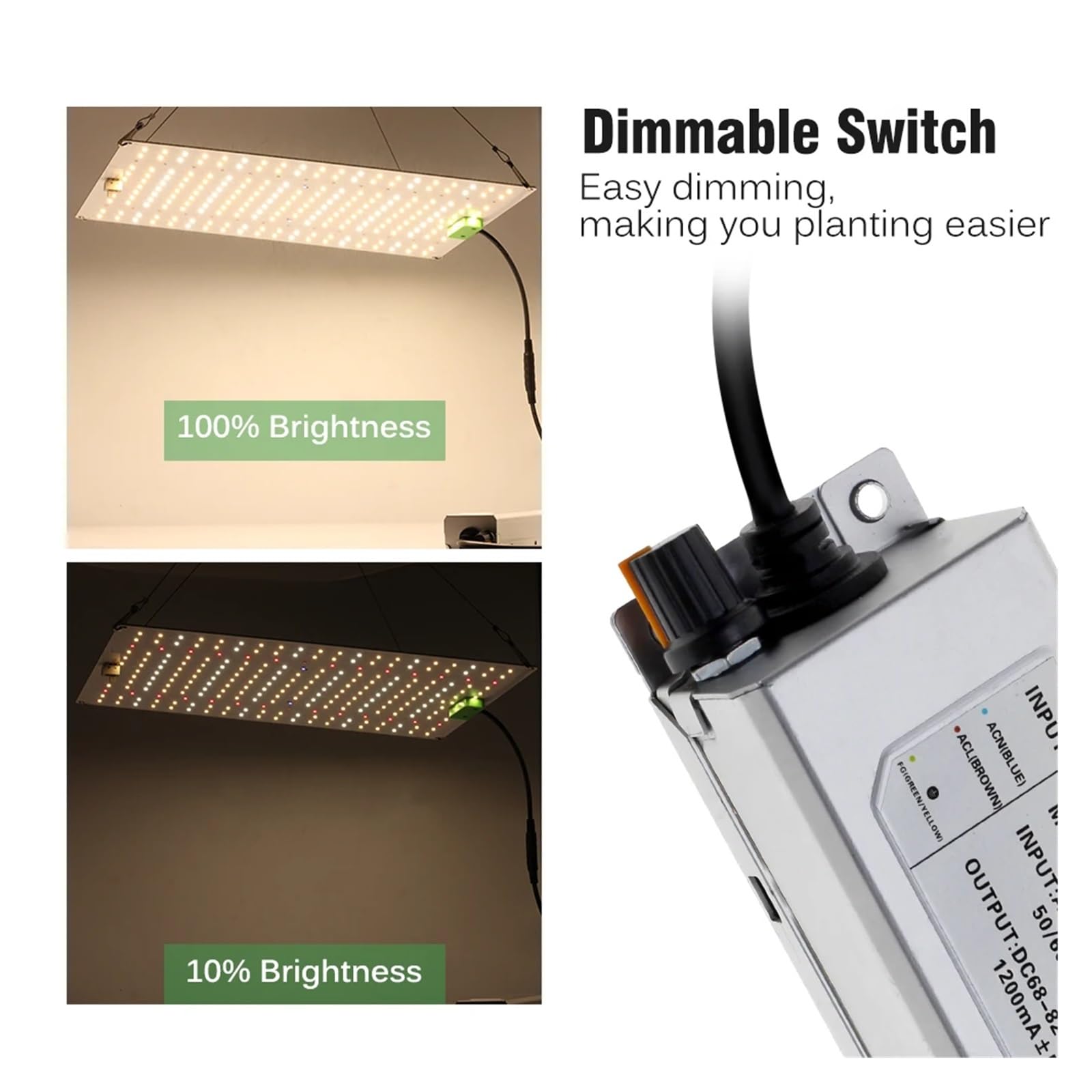 Lámpara de Cultivo, Luz LED de Cultivo Regulable de Espectro Completo, lámpara cuántica con Chip LM281B, 65W, 85W, 100W, 120W, 150W, for Plantas con Modo Veg/Bloom(QBXK1500Pro)