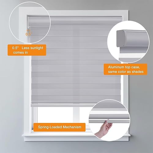 Miniatura 2 de Youngoo Persianas de cebra personalizadas para ventanas sin cables, persianas transparentes de doble capa al 80 % opacas, tratamientos de ventana,