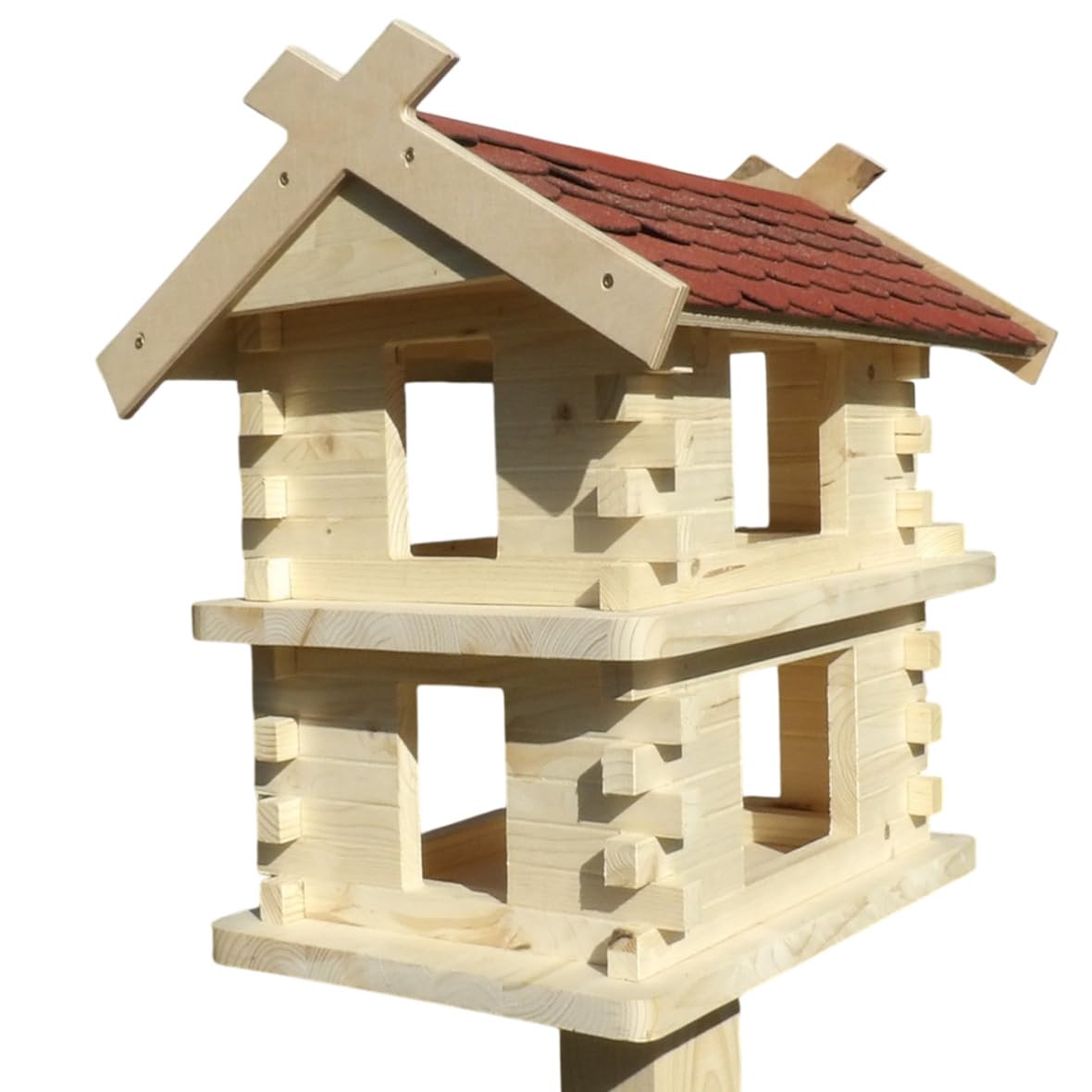 Martinshof - Casetta per uccelli Charlie rosso, lunghezza: 47 cm, larghezza: 38,5 cm, altezza: 43 cm, materiale: legno di abete non trattato, per giardino, matrimonio, terrazza, balcone