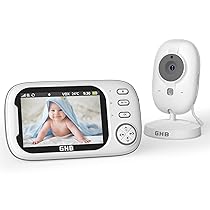 GHB Baby Monitor Video e Audio 3.5” 720HD Telecamera, 2000mAh Batteria, Comunicazione Bidirezionale,VOX Visione Notturna Visione Monitoraggio Temperatura,Ninne Nanne