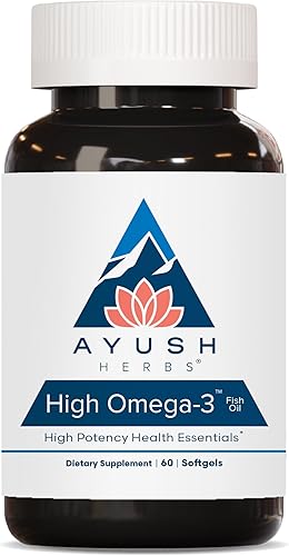 Ayush Herbs Suplemento de aceite de pescado de alta potencia, suplemento de apoyo inmunológico y cerebral, 60 cápsulas blandas