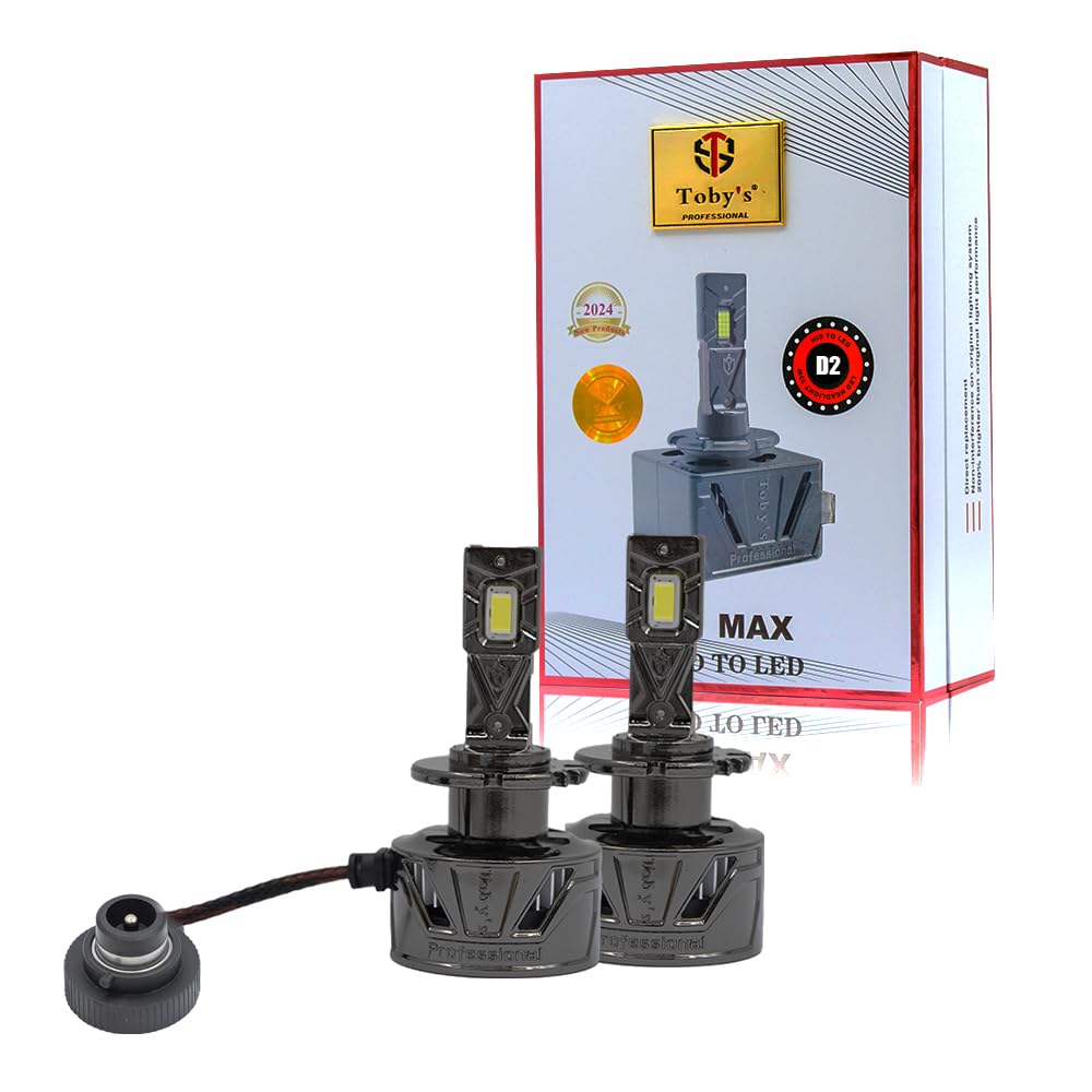 Toby's F1 MAX D2 LED Headlights Bulb 8000 Lumens, 6000K 80W/pair Xenon HID Replacement Bulbs - Pack of 2