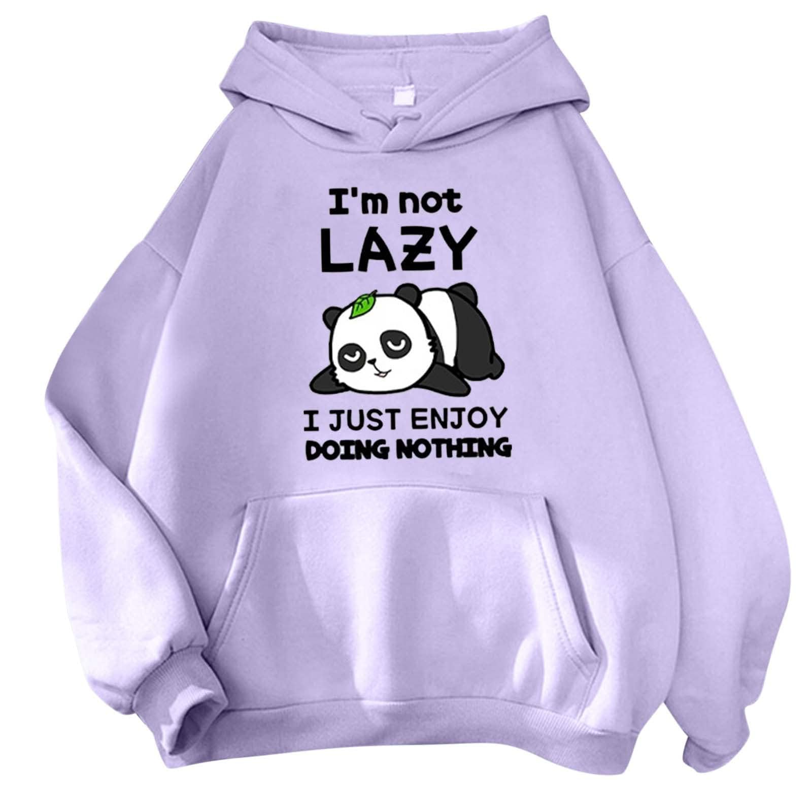 BlczomtWomens Sweatshirt Animal Cartoon Graphic Oversized Hoodie Pullover Casual Cute Panda Print Fall Clothes with Pocket