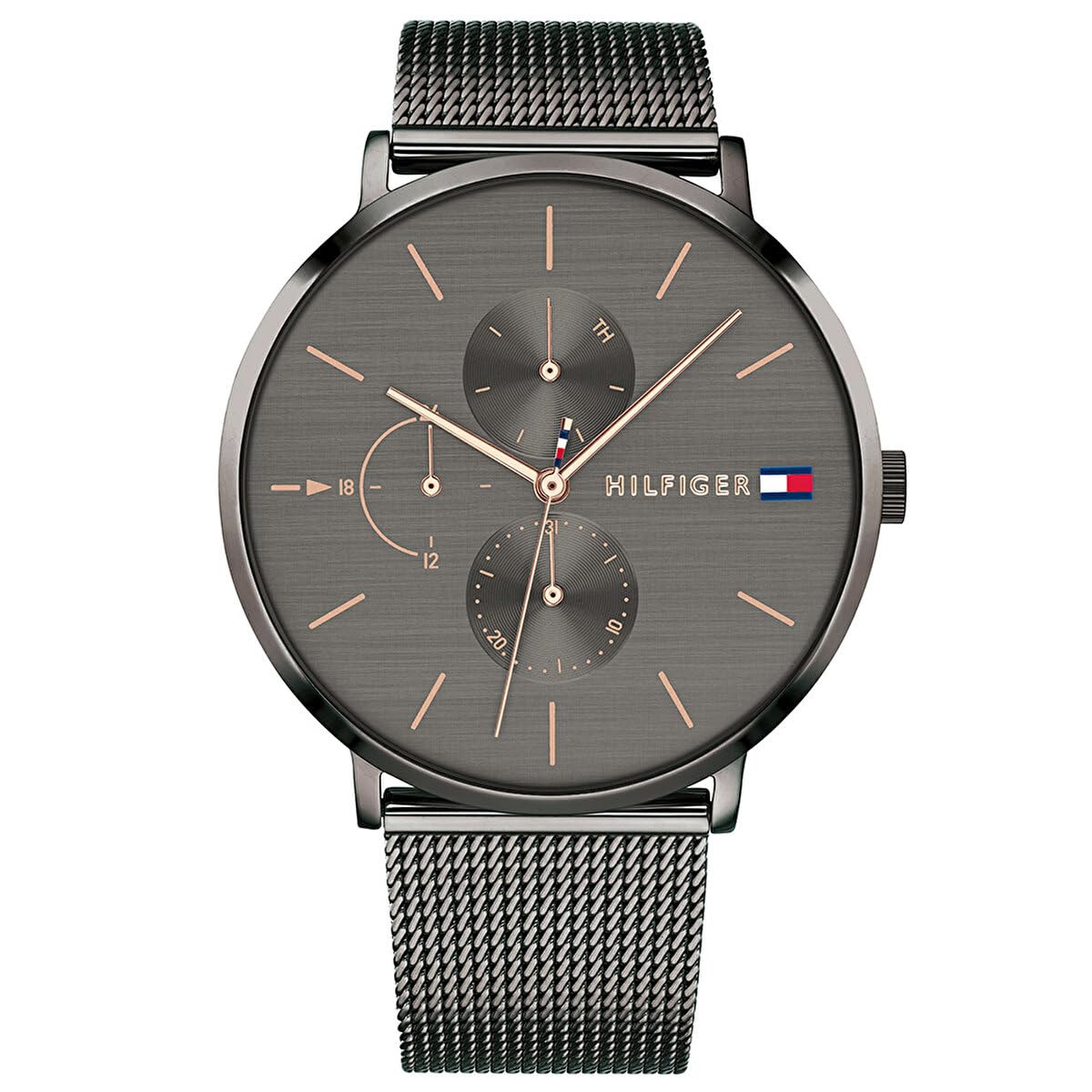 Tommy Hilfiger Reloj Analógico de Cuarzo multifunción para mujer con correa de malla de acero inoxidable