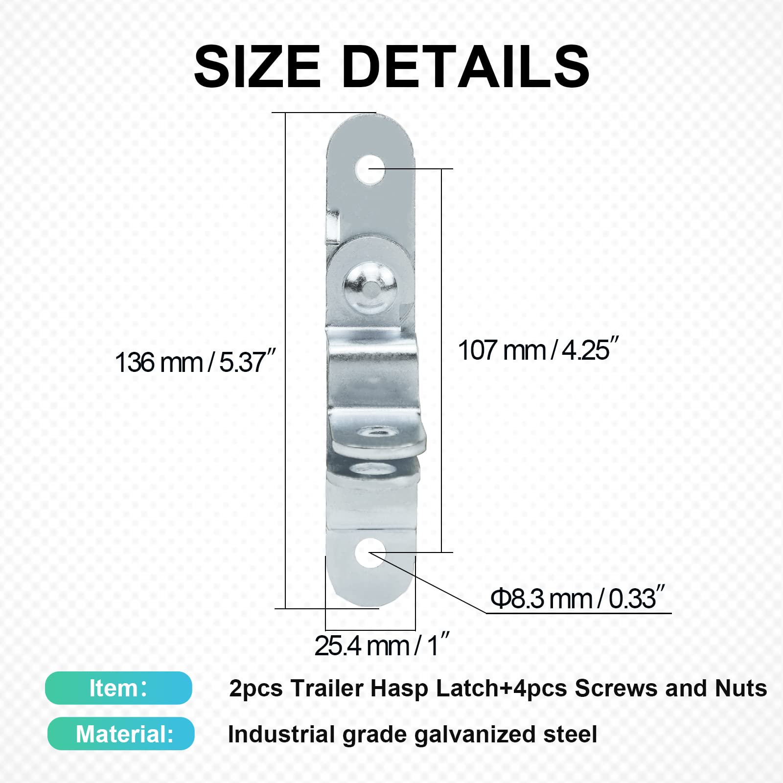 ESUDNT Cargo Trailer Door Latch Hasp Keeper for Ramp Padlock Race Bar Lock Handle Enclosed Car Hauler (Industrial Grade Steel, Comes with Screws and Waterproof Nuts)