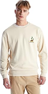 سويت شيرت مطبوع برقبة دائرية ضيقة وأكمام طويلة رجالي من ال سي وايكيكي