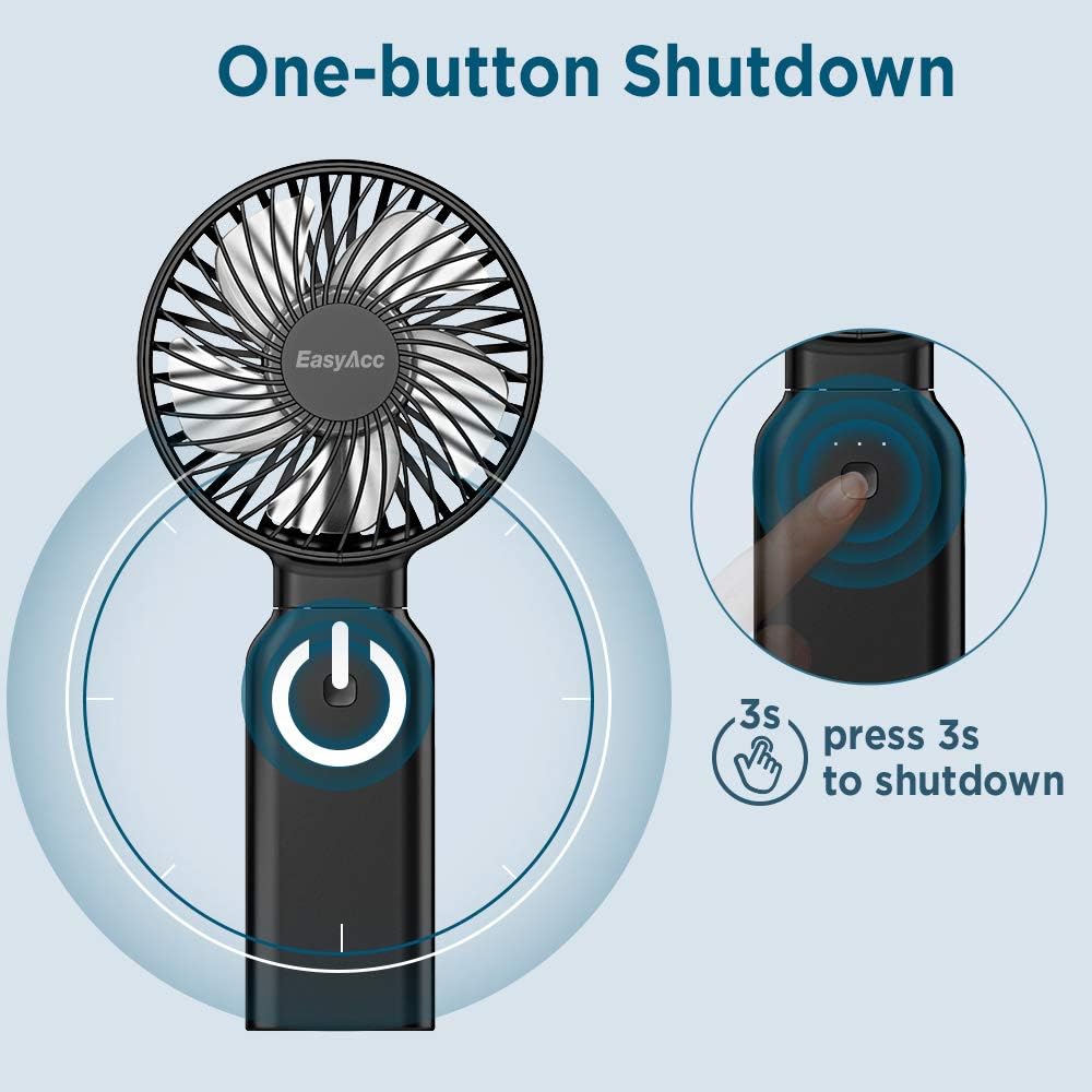 EasyAcc Portable Travel Fan one-button shutdown