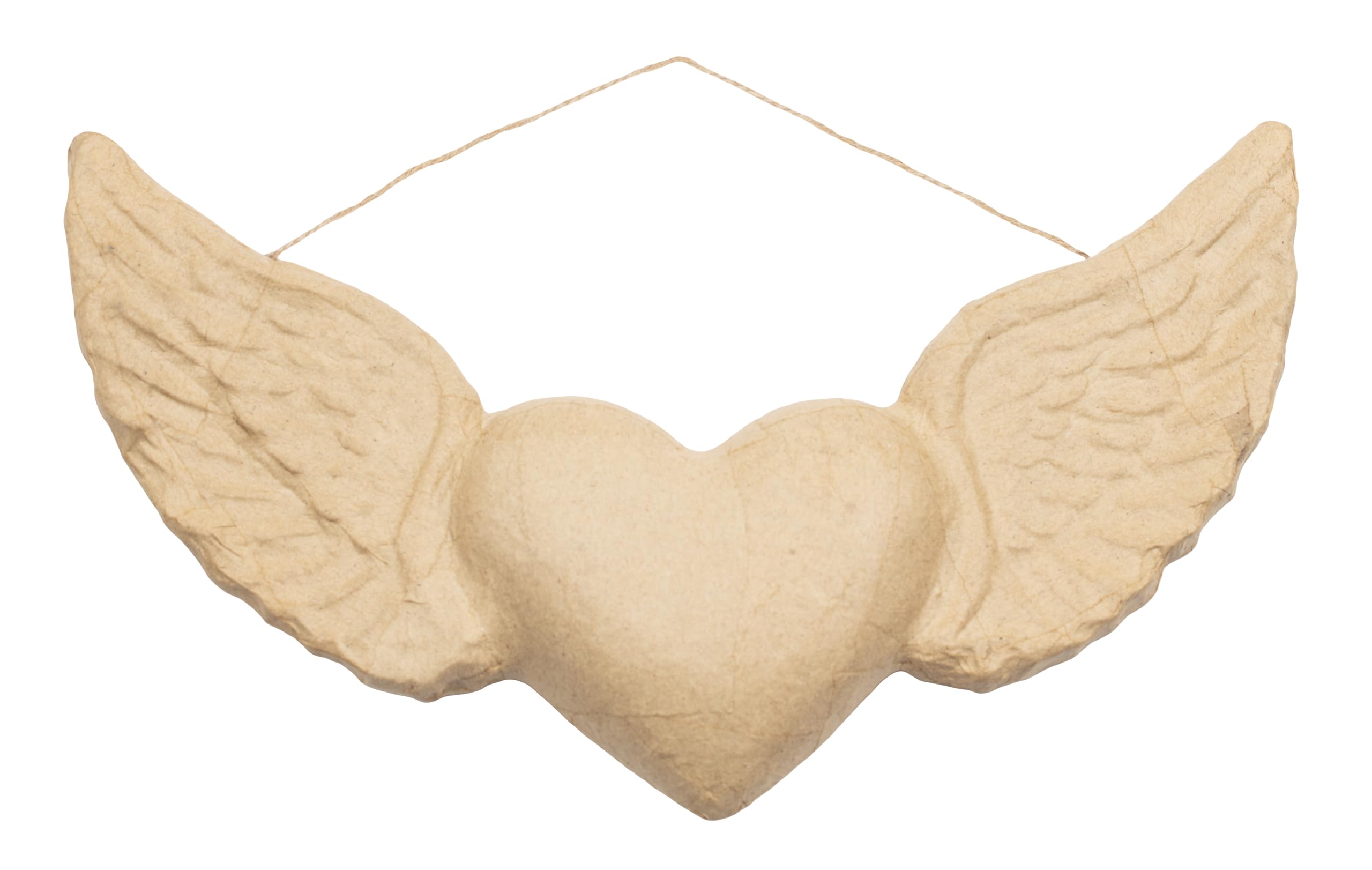 Décopatch AC928C - Brown Papier-mâché Stand 4.5x28.5x18 cm, Ex-voto Heart with Wings - Customisable Décor - Completely Personalise - Creative Leisure Activity