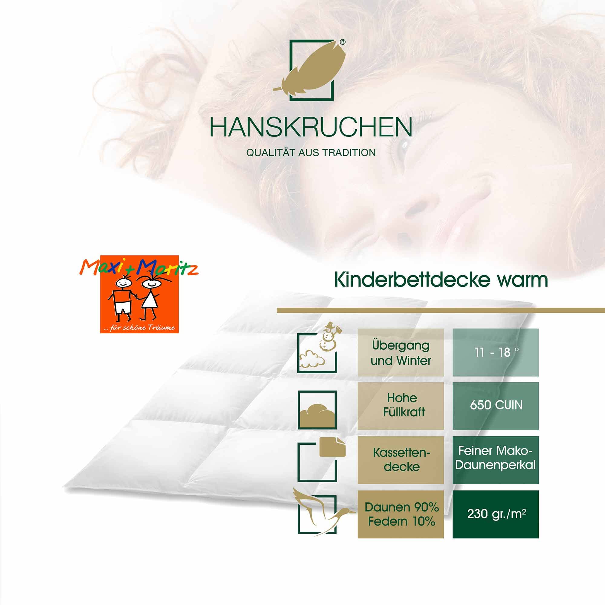 Maxi und Moritz Daunen Kinderbettdecke 135x100 cm - Winter - Made in Germany Baby Bettdecke aus 100% Baumwolle - 90% Daunen / 10% Federn - Allergiker geeignet