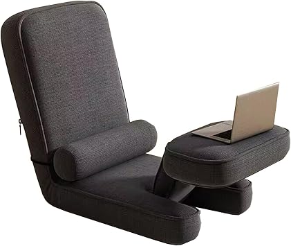 Folding Floor Gaming Sofa Chair with Back Support - 5-Position Adjustable Sofa Bed Recliner, Linen Floor Lounge Chair for Gaming, Reading, Meditation & TVGray