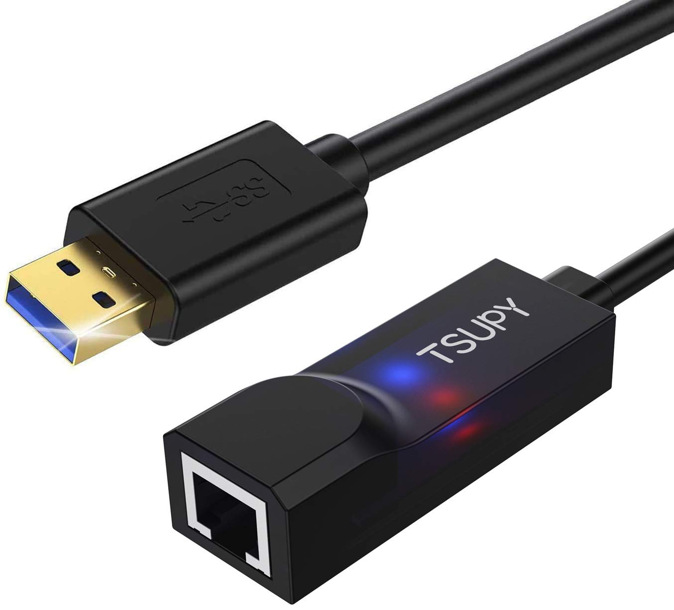 TSUPY USB to Adapter USB 3.0 1000Mbps with LED Lights Gold