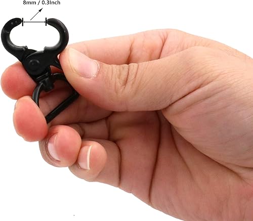 Miniatura 3 de BIKICOCO Gancho giratorio de 1 pulgada, cierre de pinza de langosta, clip de resorte, extremo de anillo en D, negro, paquete de 20