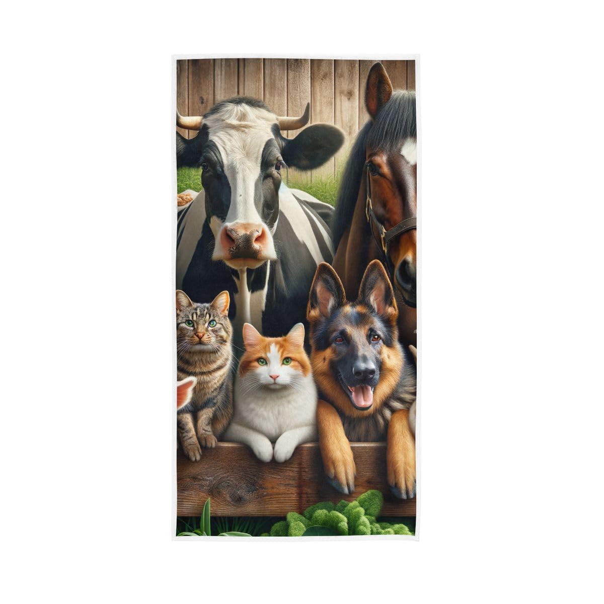 LSRCPD Farm Animals Hand Towels, 15 x 30 Inches, Soft Highly Absorbent Towels for Bathroom Gym Shower