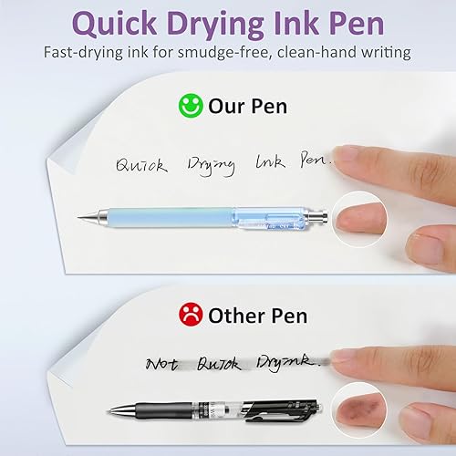 Miniatura 5 de FIOVER Bolígrafos de gel, 6 bolígrafos de tinta negra de secado rápido de 0.020 in, bolígrafos de escritura suave de punta fina, retráctiles con