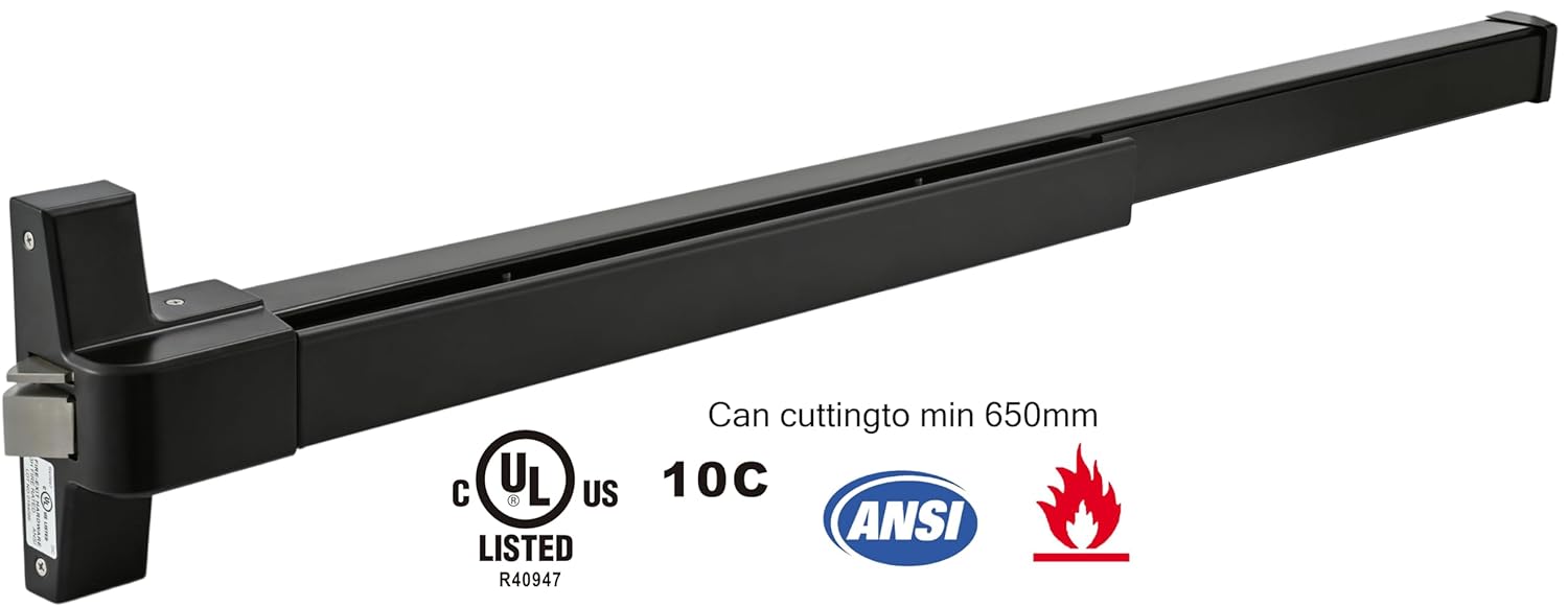 Commercial Push Bar Panic Exit Device with Lever Handle, 304 Stainless Steel, UL10C & ANSI Grade 1 Certified, Emergency Door Hardware (1710P- Push Bar Panic Exit Device+Lever Handle)