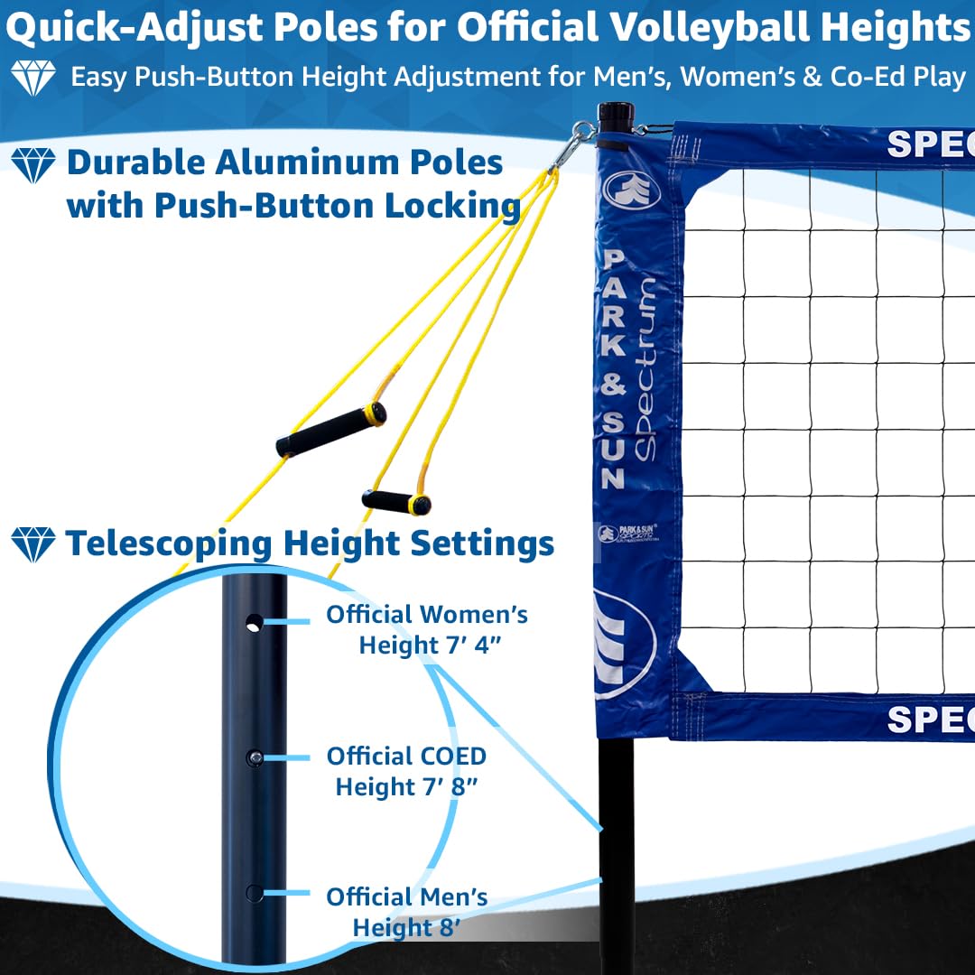 Park & Sun Sports Spectrum Classic: Adjustable Professional Outdoor Volleyball Net System