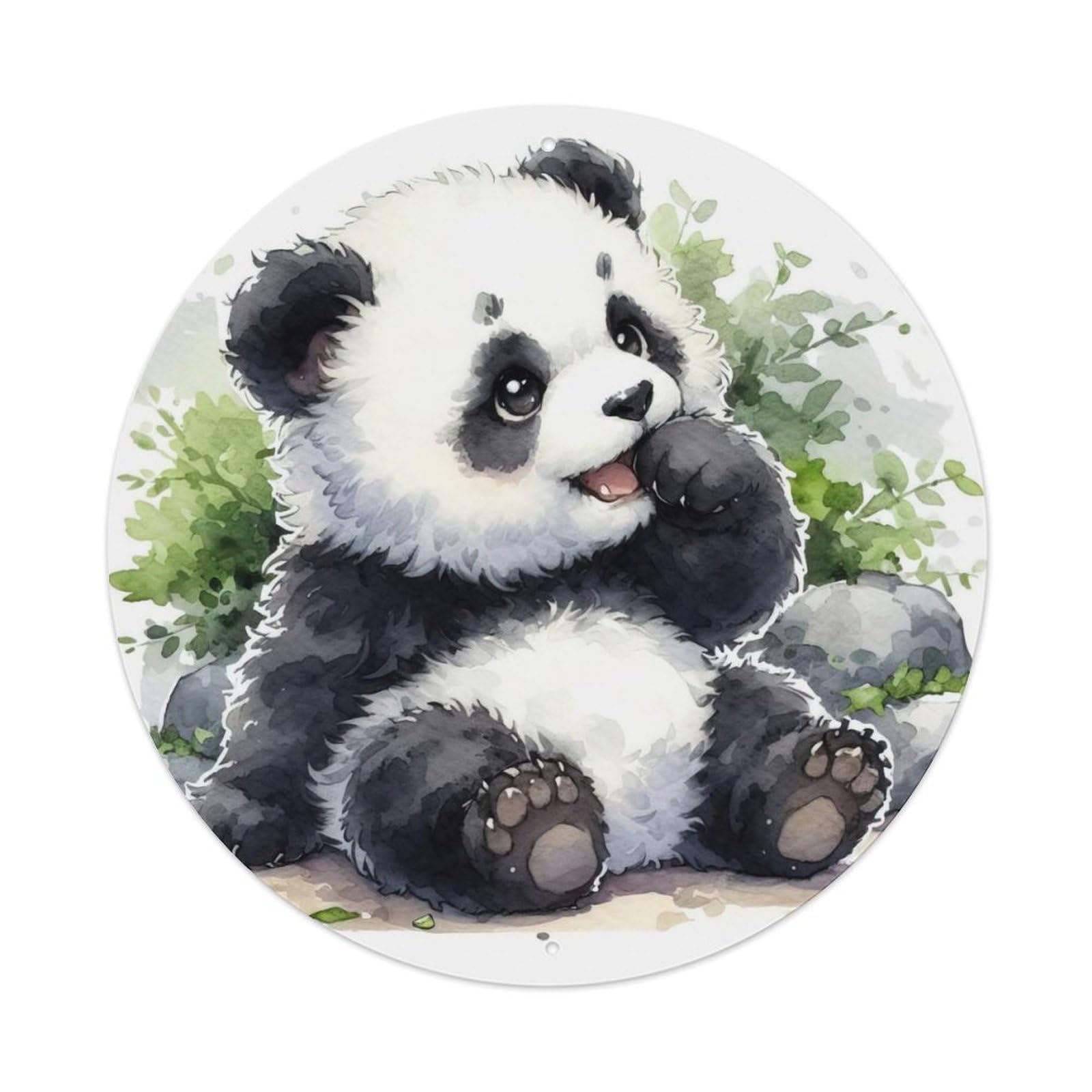 Animal Cute Little Panda Vintage Metal Tin Sign Plaque Wall Decor for Cafe, Club Bar, Office, Garden Metal Poster 8x8Inch