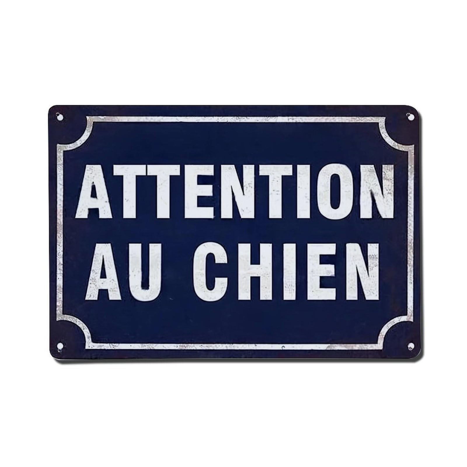 Attention Au Chien Sign Metal Tin Sign Plaque