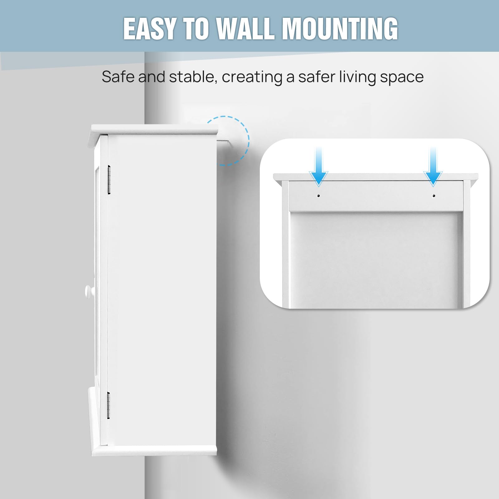 Armario de pared para baño, armario de almacenamiento de Madera para montar en la pared, organizador de baño con Una puerta y unidad de almacenamiento de pared Moderna aj