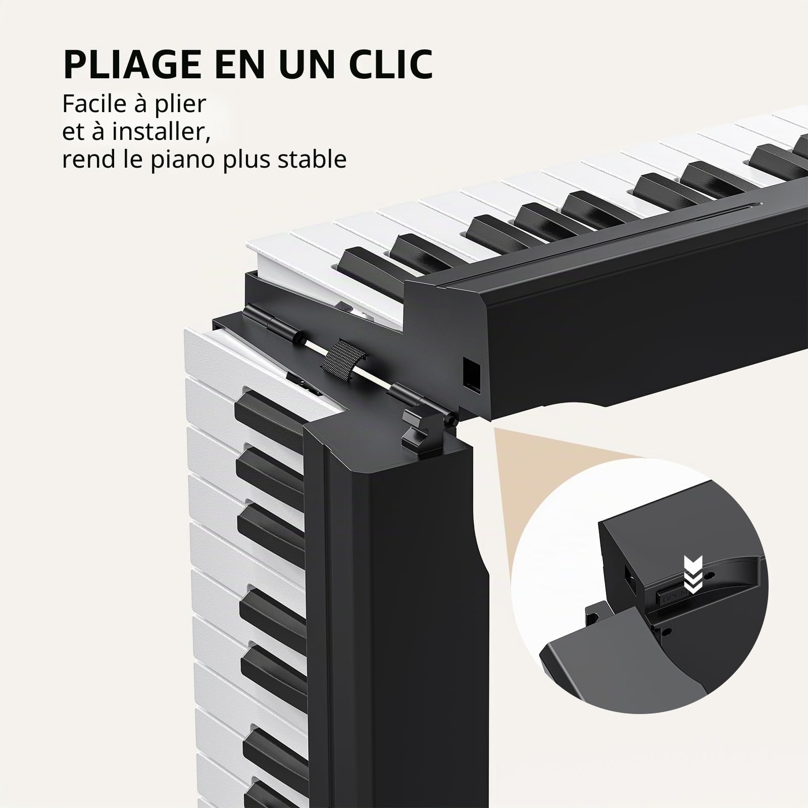 LEKATO Clavier de piano pliable 88 touches, clavier semi-lesté avec pédale de sustain, sac de transport, MIDI, Bluetooth, fonction Split, piano numérique portable pour débutants enfants adultes
