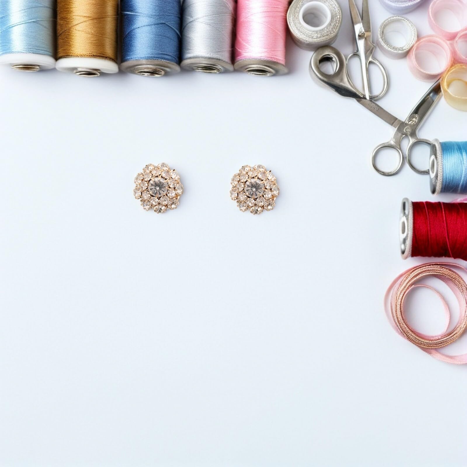5 Copribottoni Con Strass Rimovibili – Fermatore A Scatto In Ottone, 21x30 Mm, Per Abiti, Borse E Accessori (Argento)
