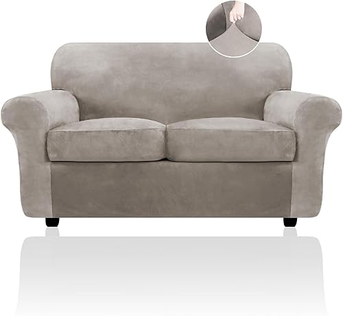Miniatura 49 de FestiCorp Funda de sofá de terciopelo para perros, fundas elásticas para sofá, fundas gruesas para mascotas, funda para silla lavable, sillón, gris
