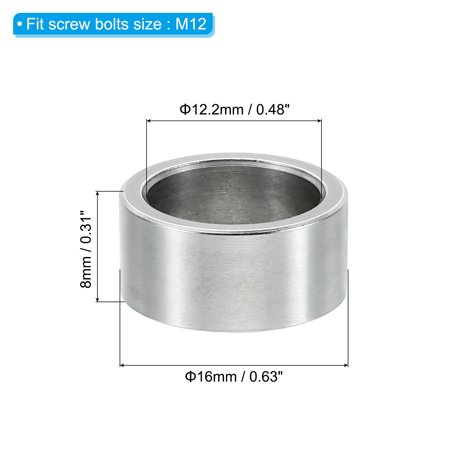 PATIKIL M12 Stainless Steel Spacers - Image 2