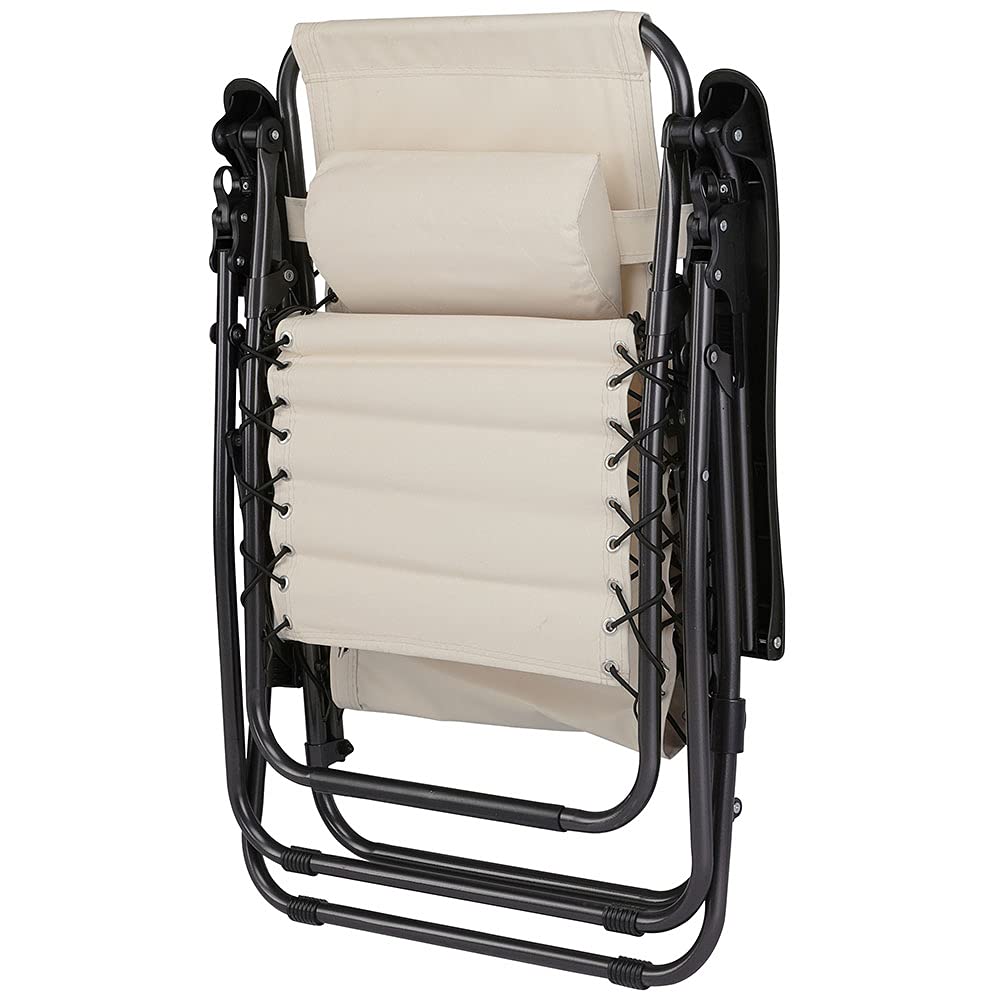 BAKAJI Silla de gravedad cero, Tumbona de jardín Sillón de relajación Plegable Tejido Oxford reclinable, Resistente a la Intemperie Silla de Jardín Balcón, Tumbona Ajustable con Almohada