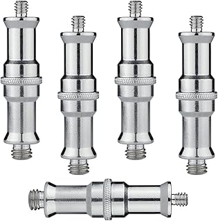 Camera Screw Adapter,5PCS Standard 1/4 to 3/8 inch Metal Male Convertor Threaded Screw Adapter Spigot Stud for Studio Light Stand Tripod Shoulder Rig Lighting Equipment Camera Cage Monopod - Silver