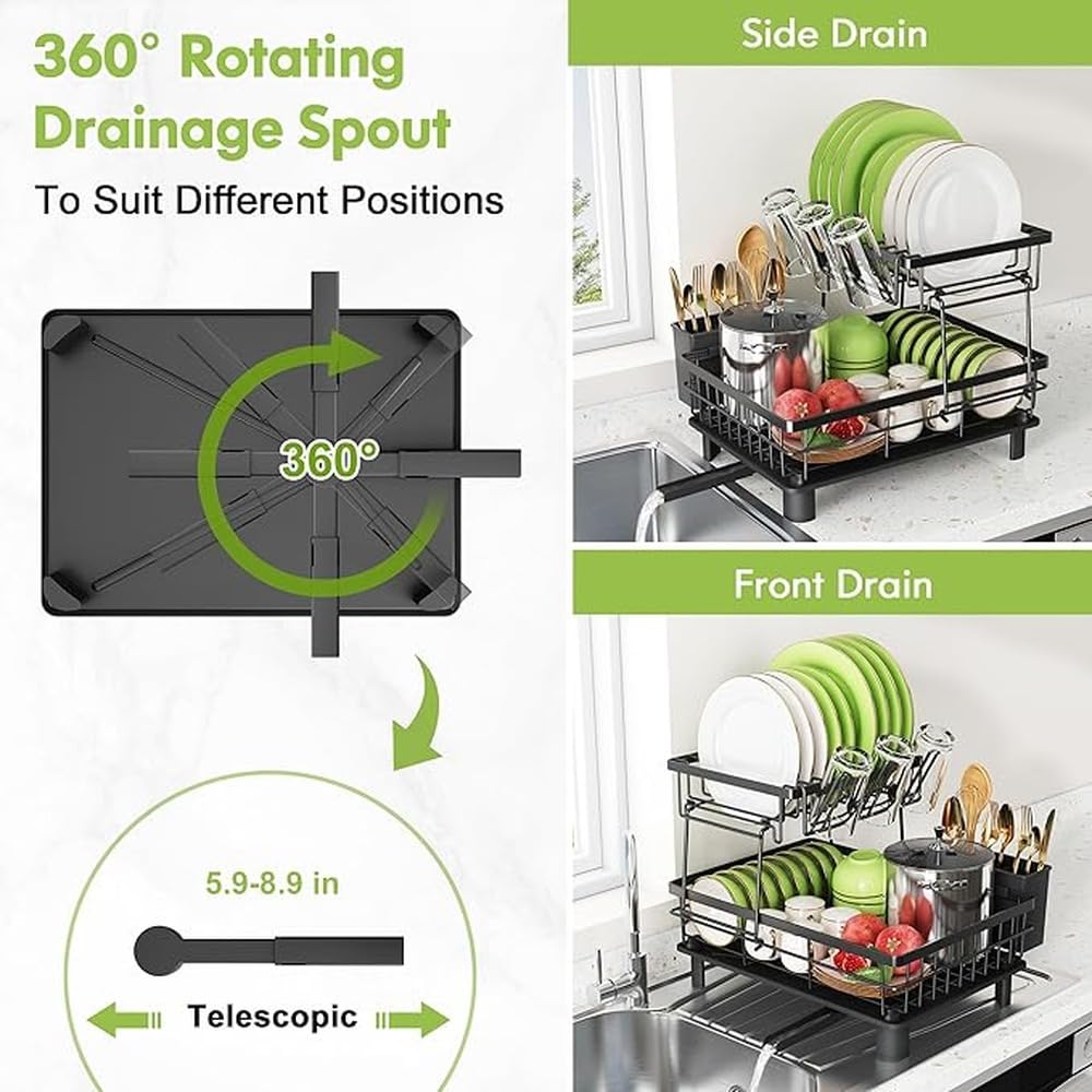 Escurridor de Platos de Cocina de Niveles de Acero Inoxidable para