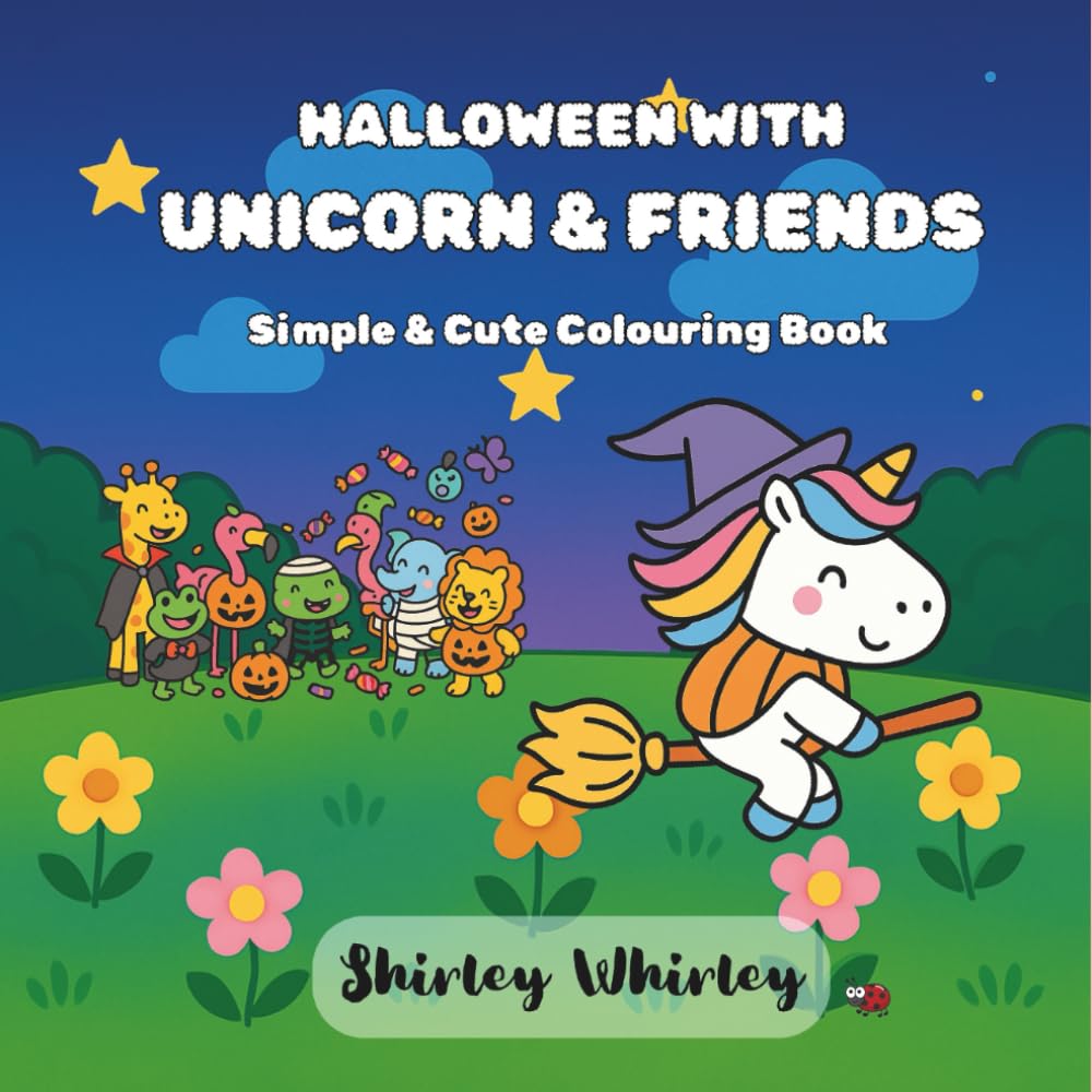 Halloween with Unicorn & Friends: Simple & Cute Colouring Book