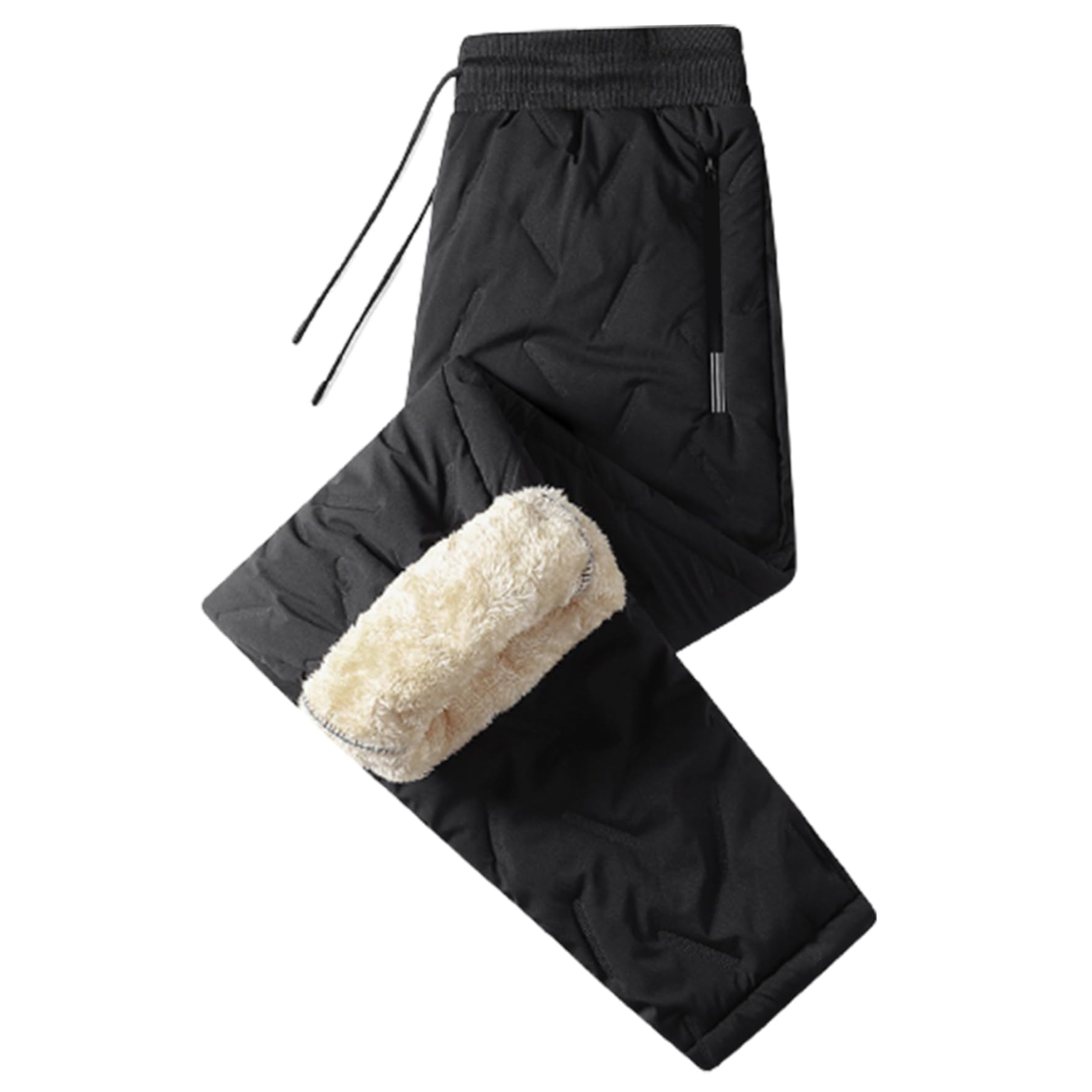 Wedhapy Unisex Fleece Jogging Bottoms Warm Thick Straight Winter Pants for Men Windproof Waterproof Mens Winter Pants Elastic Drawstring Winter Sweatpants for Outdoor 4XL