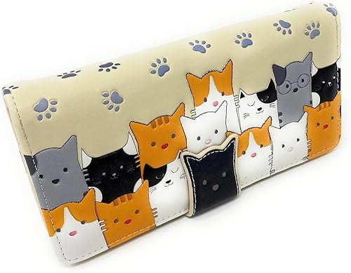 Shag Wear Cartera de piel sintética vegana para mujeres y adolescentes, de piel sintética, color beige, 7 pulgadas, Beige, Moderno