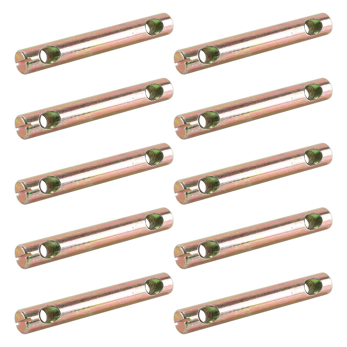 Alide 10PCS M8 x 90mm Double Hole Barrel Nuts Zinc Plated Carbon Steel Furniture Fastener Flat Slot Connector for Bed Frame Cabinet