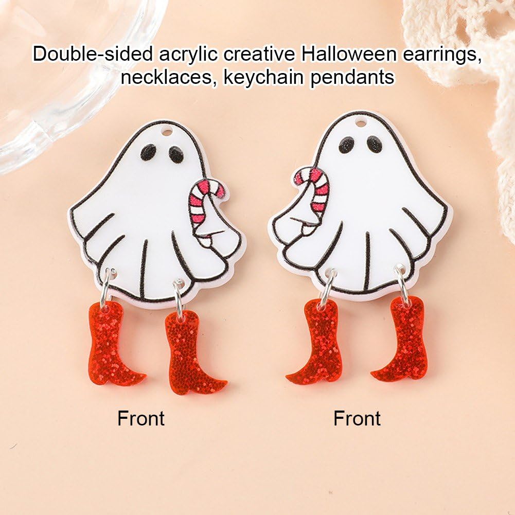 10 szt./zestaw Halloween duch zawieszki śmieszne akrylowe chodzenie duch wisiorek do biżuterii naszyjnik kolczyk prezent tworzenie rękodzieła