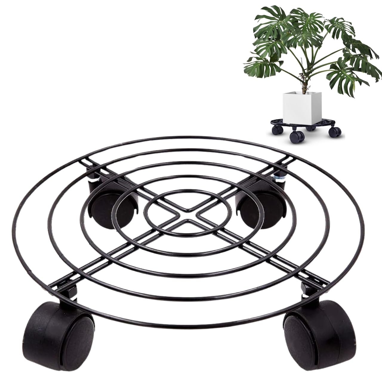 Cast Iron Plant Caddy - Rolling Stand for Pots -17