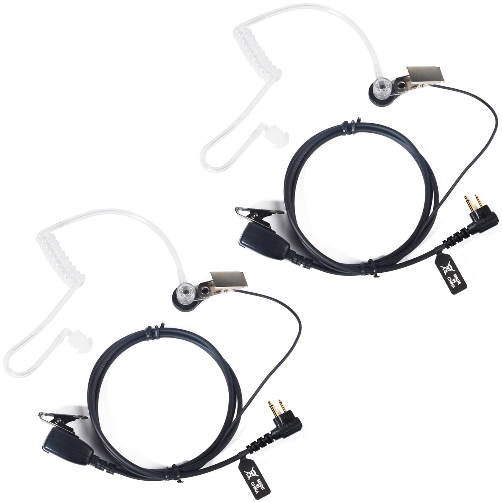Oreillette pour Talkie Walkie, Tube Acoustique Dissimulé avec Micro PTT, Compatible avec Motorola 2 Broches, pour Radios Bidirectionnelles CP040, DP1400, GP68, GP88, GP300 (Lot de 2)