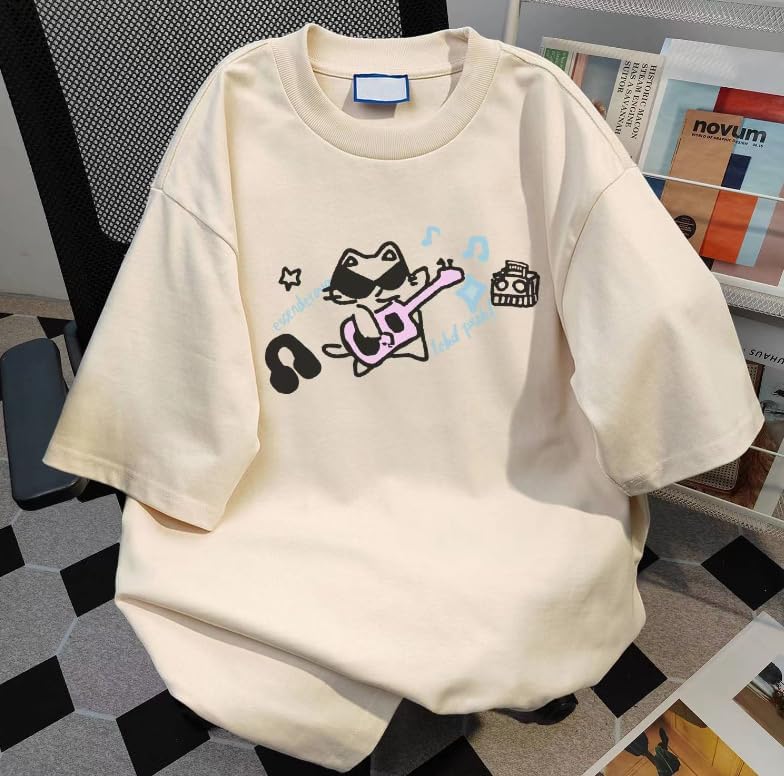 Y2K Cute Cat Graphic Tees for Women Kawaii Harajuku Oversized T-Shirt Casual Baggy Cotton Streetwear Tops - Image 6