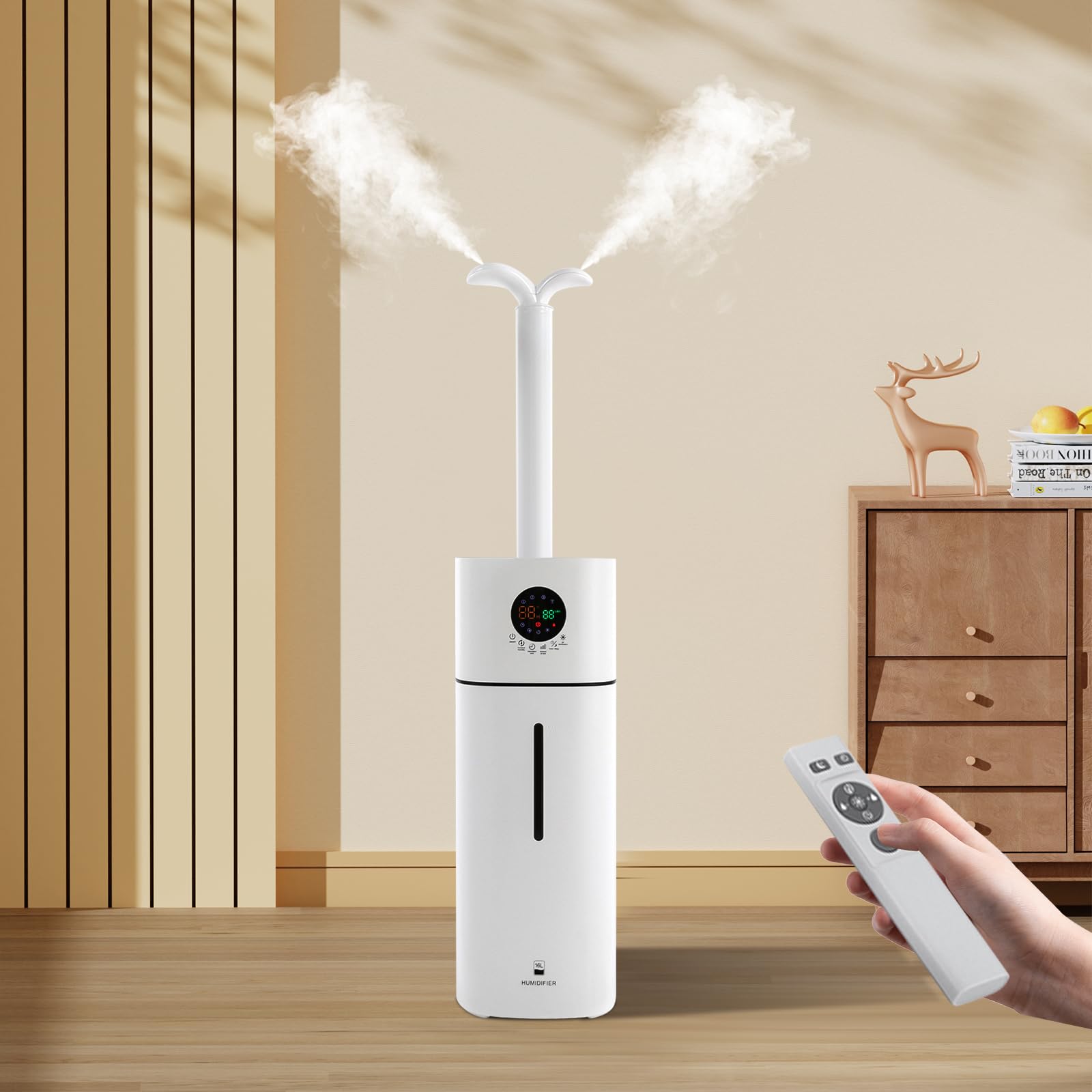 BAIODNB Humidifier Large Room, Ultrasonic Humidifier Large Room with 3.52Gal Tank&Remote, Touch,56W Humidifier Whole Home Humidifier Top Fill Humidifier for Bedroom and Plants