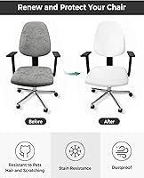 Vista 2 de Funda para silla de oficina, color blanco puro, funda elástica para asiento de silla de computadora, funda para respaldo, elástica, giratoria, cojín